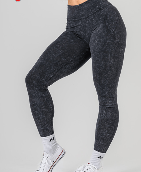 Washed High-Waisted Leggings GYM WARRIOR