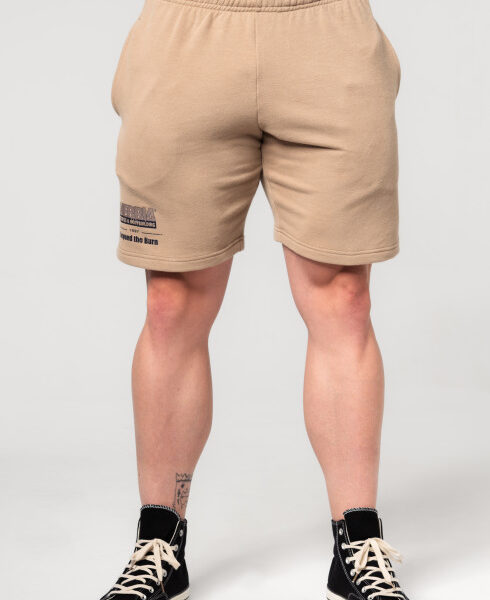 Beige Men's Gym Shorts NEBBIA GYM BRO