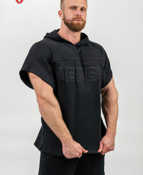 Black Hooded T-Shirt Gym Rag Top CHAMPION