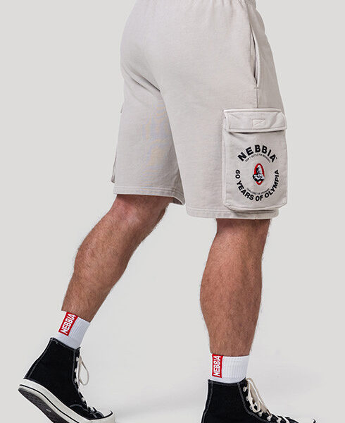 Light Grey Washed Loose Fit Cargo Shorts LEGACY