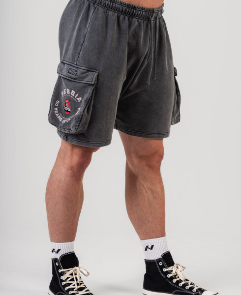 Black Washed Loose Fit Cargo Shorts LEGACY
