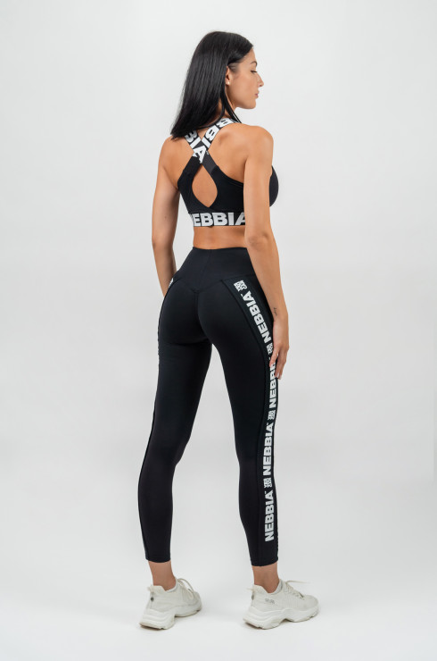 Black High Rise Leggings with Side Stripe ICONIC - Image 8