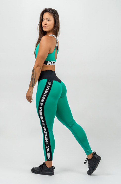 Green High Rise Leggings with Side Stripe ICONIC - Image 4