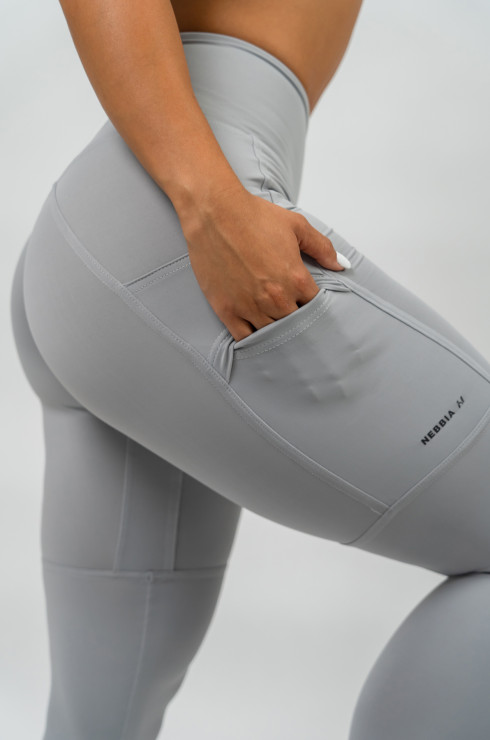 Grey High Waisted Leggings LEG DAY GOALS - Image 5